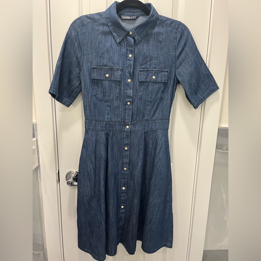 Zara denim button down dress
